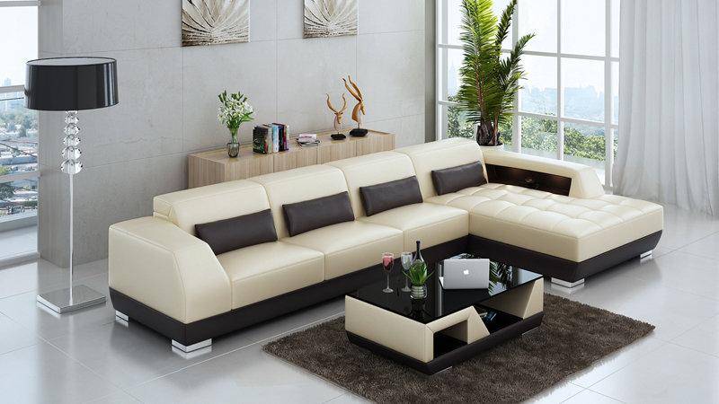 Ledersofa Couch Wohnlandschaft Ecksofa Eck Garnitur Design Modern Sofa von JV Moebel