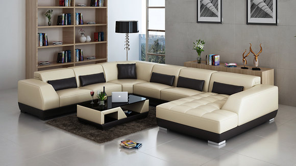 Ledersofa Couch Wohnlandschaft Ecksofa Eck Garnitur Design Modern von JV Moebel