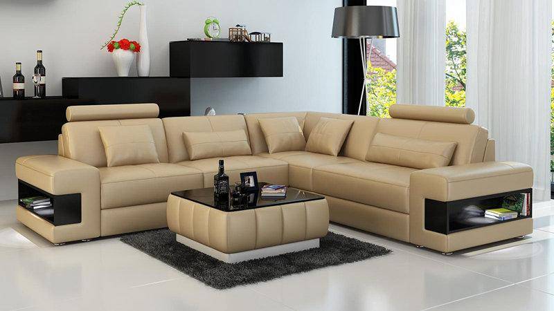 Ledersofa Couch Wohnlandschaft Ecksofa Eck Garnitur Design Modern von JV Moebel
