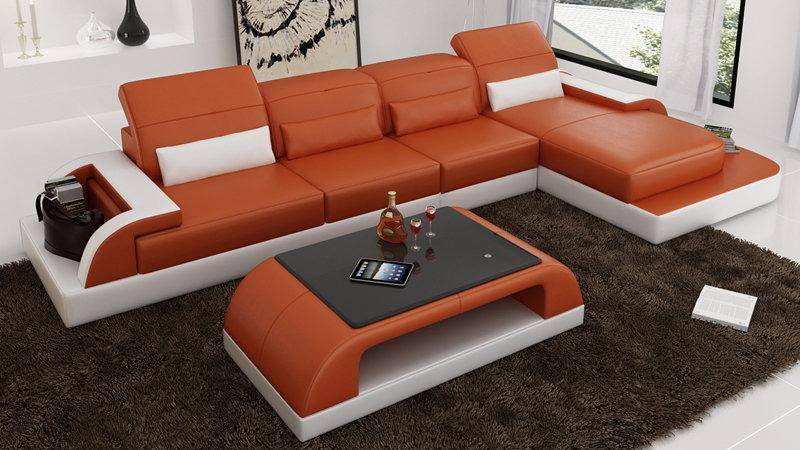 Ledersofa Couch Wohnlandschaft Ecksofa Eck Garnitur Design Modern von JV Moebel