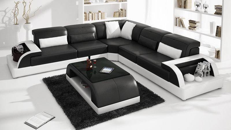 Ledersofa Couch Wohnlandschaft Ecksofa Eck Garnitur Design Modern von JV Moebel