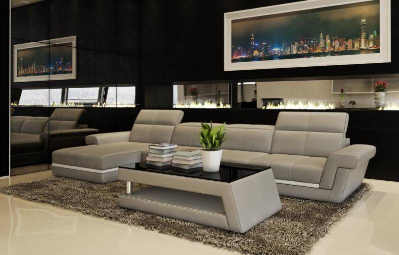 Ledersofa Couch Wohnlandschaft L-Form Design Modern Sofa 5136B Sofas von JV Möbel
