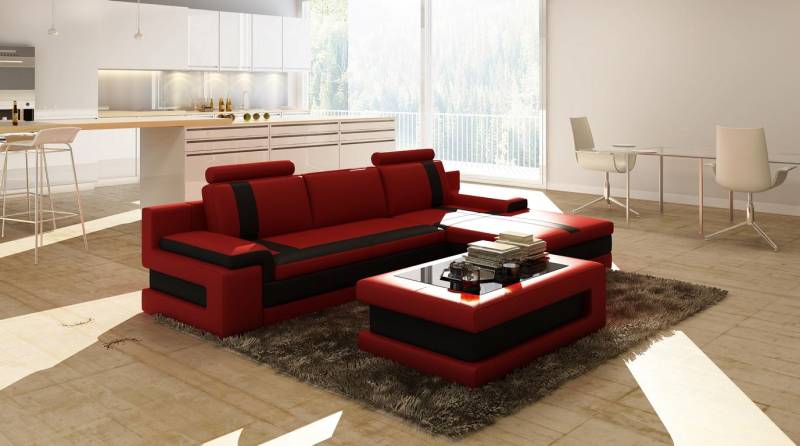 Ledersofa Couch Wohnlandschaft L Form Design Modern Sofa Eck Sofas von JV Möbel