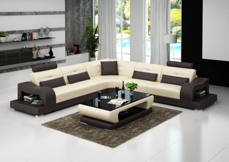 Ledersofa Couch Wohnlandschaft L Form Design Modern Sofa Eck Sofas von JV Möbel