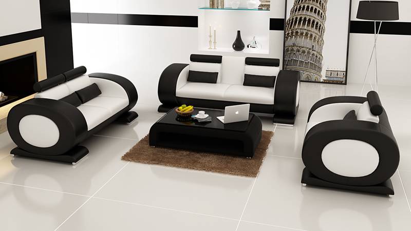 Ledersofa Moderne Couch Wohnlandschaft 3+2+1 Sitzer Garnitur Design Sofa mit USB von JV Möbel