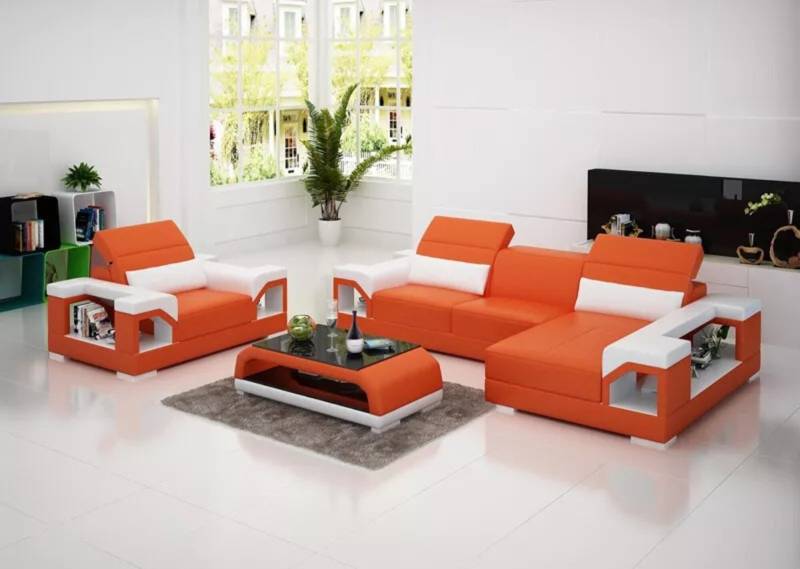 Ledersofa Moderne Couch Wohnlandschaft Ecksofa Sessel Set Garnitur Sofa mit USB von JV Möbel
