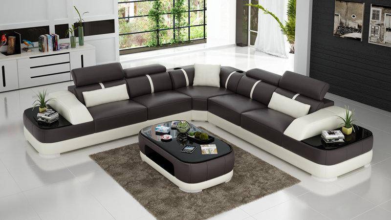 Ledersofa Polster Sitz Eck Sofa Garnitur Wohnlandschaft Wohnzimmer von JV Moebel