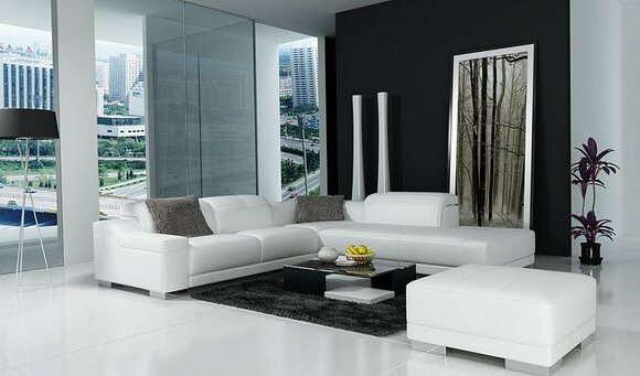 Ledersofa Sofa Couch Wohnlandschaft Ecksofa Eck Garnitur Design Modern L K5002C von JV Moebel