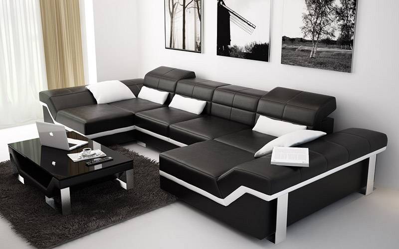 Ledersofa Sofa Couch Wohnlandschaft Ecksofa Garnitur Design Modern Sofa mit USB von JV Möbel