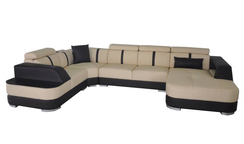 Ledersofa Wohnlandschaft Garnitur Design Modern Ecke Sofa U-Form mit USB Leder von JV Möbel