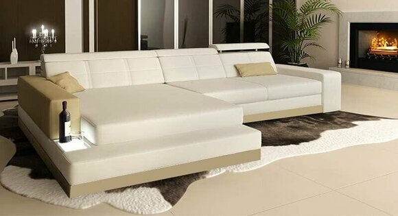 Ledersofa mit USB Wohnlandschaft Ecksofa Eck Garnitur Design Modern Sofa C4010B von JV Möbel