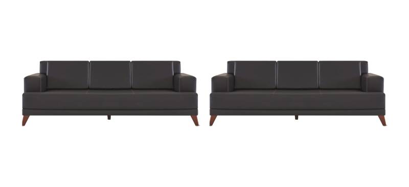 Ledersofas Modern Couch 3-Sitzer Schwarz Polster Kissen Leder Holz von JV Möbel