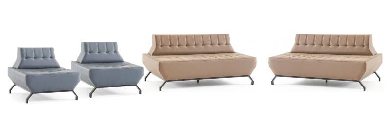 Ledesofas Set 2-Sitzer Sessel Beige Grau Chesterfield Sofas Edelstahl von JV Möbel