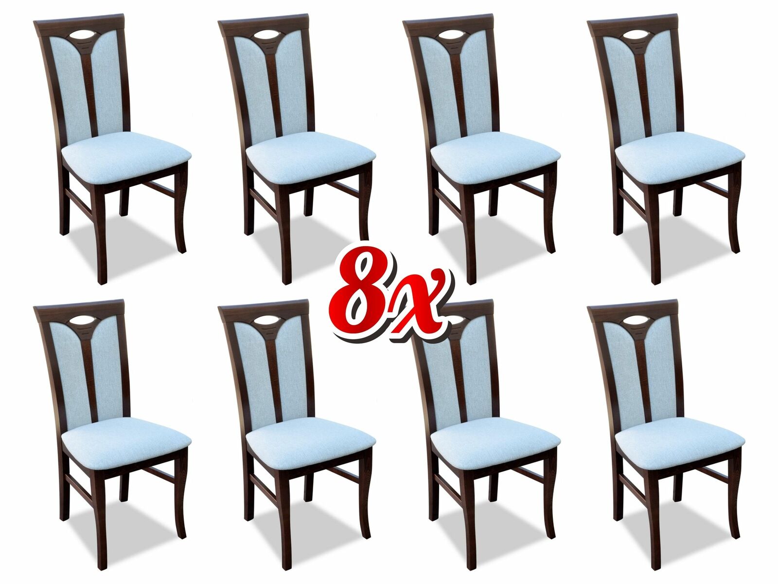 Lehnstuhl Garnitur Stühle Gastro Esszimmer Textil Stoff Set 8x Design Stuhl Holz Lehnstuhl Garnitur Stühle Gastro Esszimmer Textil Stoff Set 8x Design Stuhl Holz von JV Möbel