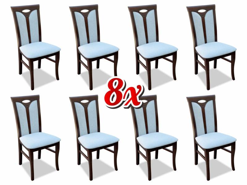 Lehnstuhl Garnitur Stühle Gastro Esszimmer Textil Stoff Set 8x Design Stuhl Holz von JV Möbel