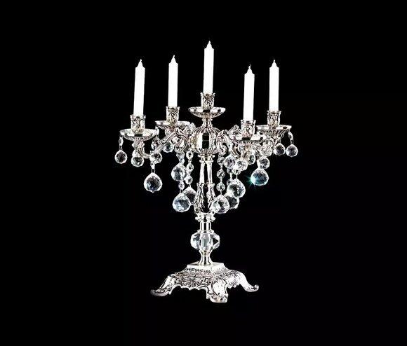 Leuchter Kerzenständer Kerzenleuchter Kerzenhalter Elegant Silber Art von JV Moebel