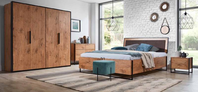 Loft Bett Holz Designer Betten Polster Leder Textil Stoff Hote 140 160 180 x 200 von JV Möbel