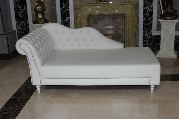 Lounge Chesterfield Sofa Liege Polster Liegen Chaiselongues Club Weiß Neu Sofort von JV Möbel