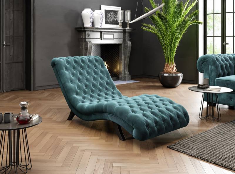 Loungesofa Chesterfield Couch Sofa Liege Holz Metall Chaiselongue Relaxliege Neu von JV Möbel