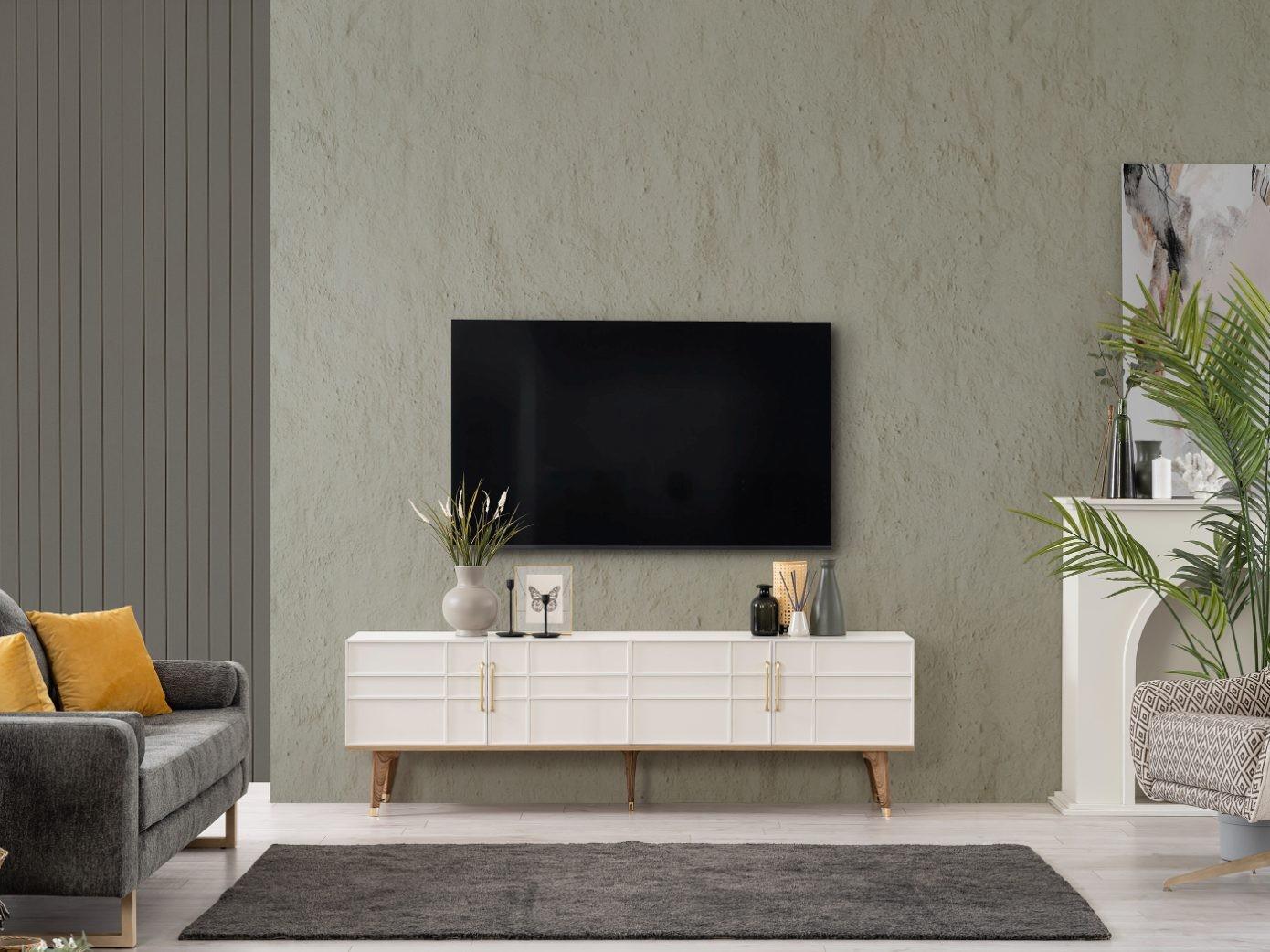 Lowboard TV Ständer Sideboard Modern Schrank RTV Wohnzimmer Weiß Holz Lowboard TV Ständer Sideboard Modern Schrank RTV Wohnzimmer Weiß Holz von JV Möbel