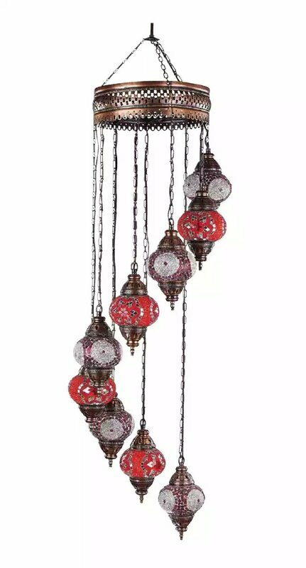 Luster Deckenleuchter Kronleuchter Deckenlampe Lampen Glas 45x145cm von JV Moebel