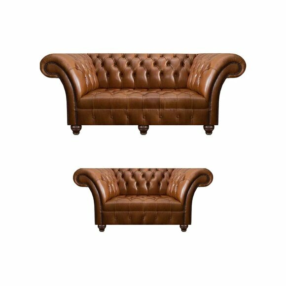 Luxuriöse Braune Leder Couchgarnitur Designer Sitzmöbel 3-Sitzer Couch von JV Moebel
