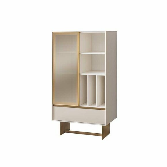 Luxuriöse Wohnzimmer Beige Vitrine Designer Holzmöbel Kommode Schrank von JV Moebel