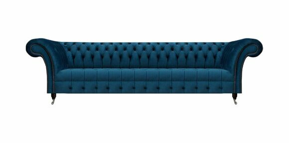 Luxuriöses Blaues Chesterfield Sofa Polstercouch Designer Textil Sofa von JV Moebel