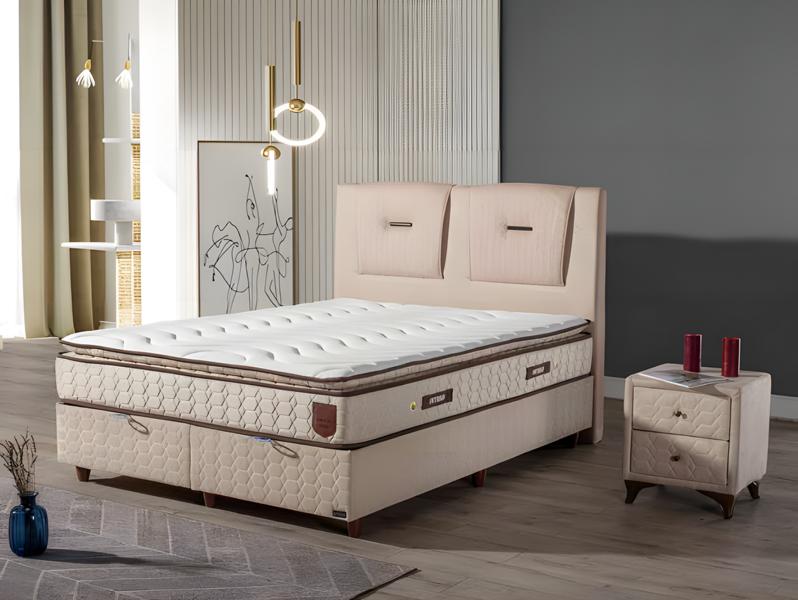 Luxuriöses Boxspringbett mit modernem Kopfteil Elegantes Design für Komfort von JV Möbel