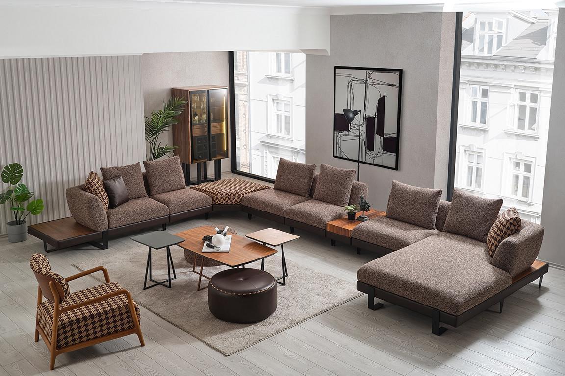 Luxuriöses Wohnzimmer Set Polster U-Form Ecksofa 2x Hocker Couchtisch Luxuriöses Wohnzimmer Set Polster U-Form Ecksofa 2x Hocker Couchtisch von JV Möbel