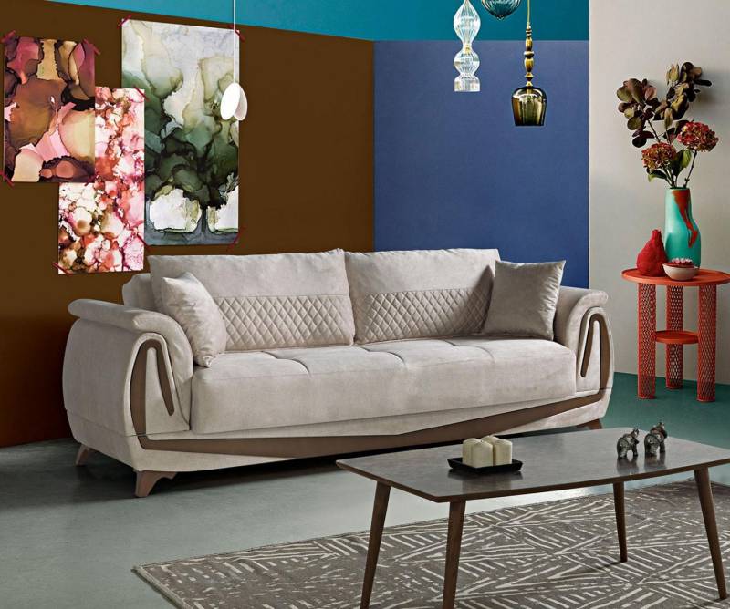 Luxus 3 Sitzer Sofa Wohnzimmer Möbel Elegant Sofa 230cm Textil Beige Neu von JV Möbel