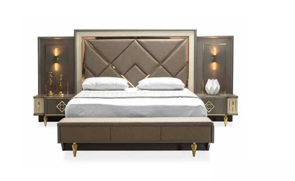 Luxus 3tlg Schlafzimmer set Bett und 2x Nachttische Design Textil 3tlg sets Luxus 3tlg Schlafzimmer set Bett und 2x Nachttische Design Textil 3tlg sets von JV Möbel