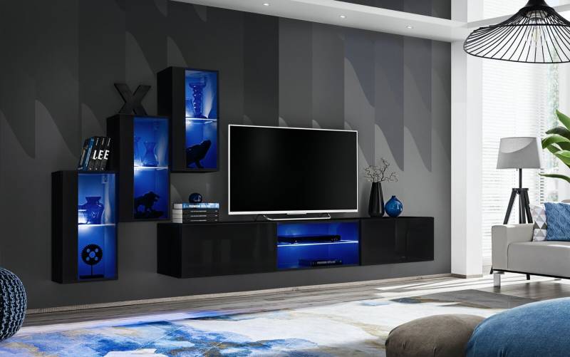 Luxus 3x Wandschrank Möbel Einrichtung Wohnzimmermöbel Schwarz Wand Regale von JV Möbel