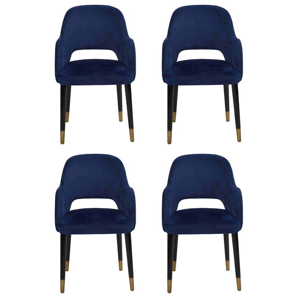 Luxus 4x Stühle Luxus Blauer Küchenmöbel Designer Esszimmerstuhl Holzmöbel von JV Möbel