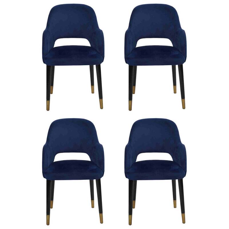 Luxus 4x Stühle Luxus Blauer Küchenmöbel Designer Esszimmerstuhl Holzmöbel von JV Möbel