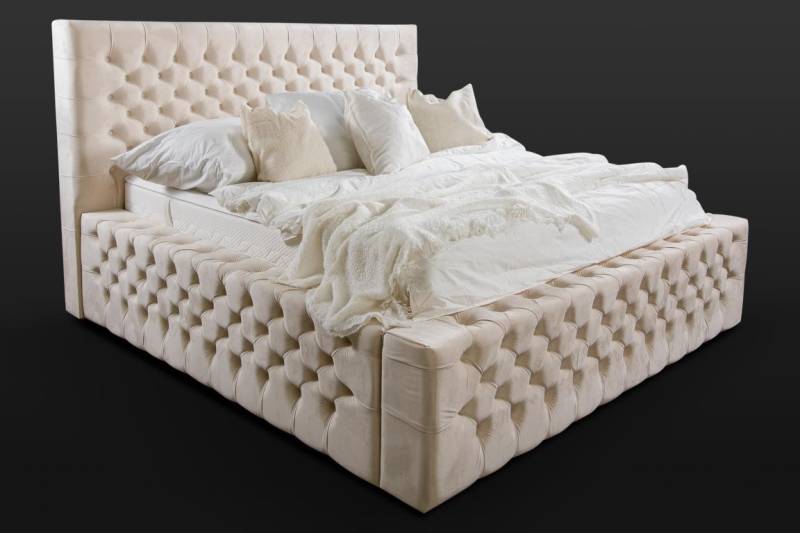 Luxus Bett Chesterfield Samt Betten Textil Doppel Hotel Möbel 140x200 von JV Möbel