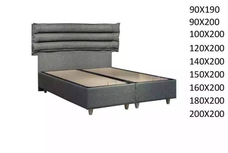 Luxus Bett mit Matratze Komplett Set Bettkasten Ohren Grau Samt 180x200 von JV Möbel