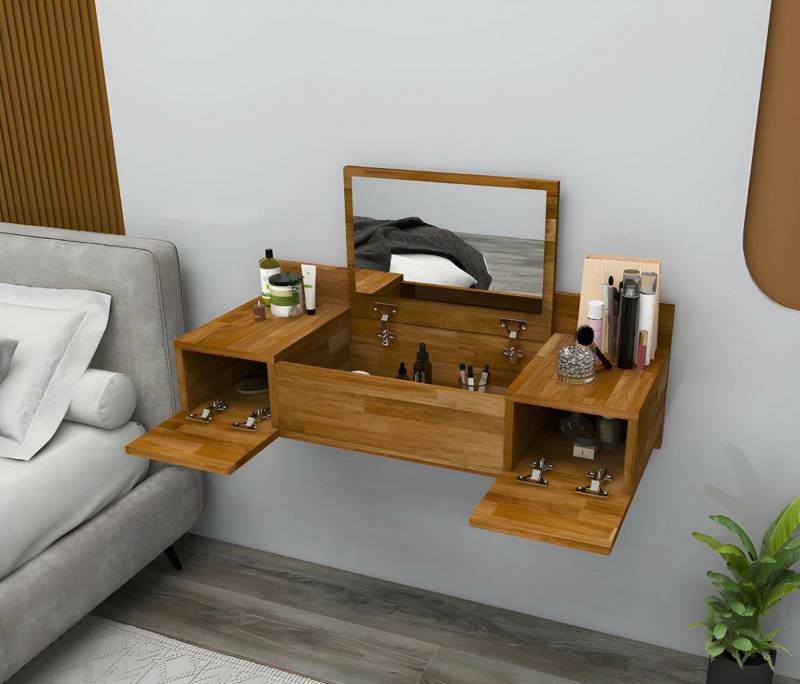 Luxus Braun Schminktisch mit Spiegel Modern Konsole Kommode Schlafzimmer von JV Möbel