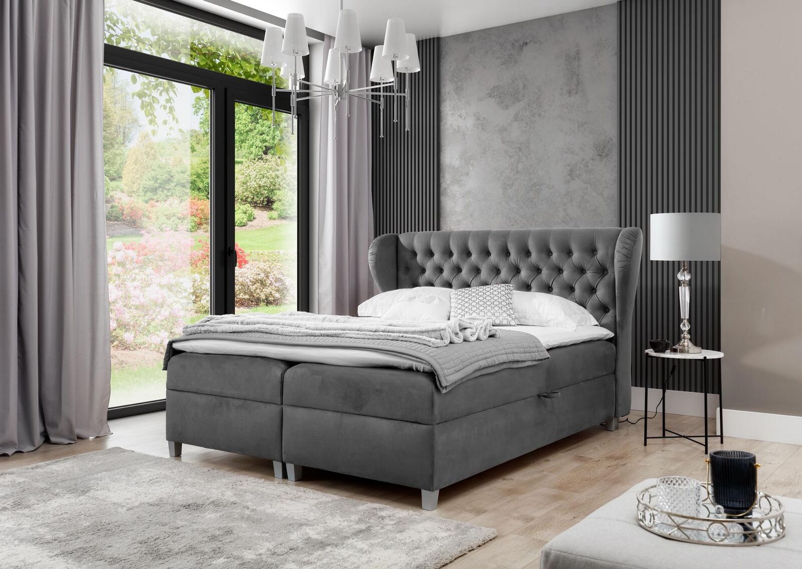 Luxus Design Boxspringbett Schlafzimmer Polsterbett Modern Möbel Chesterfield von JV Möbel