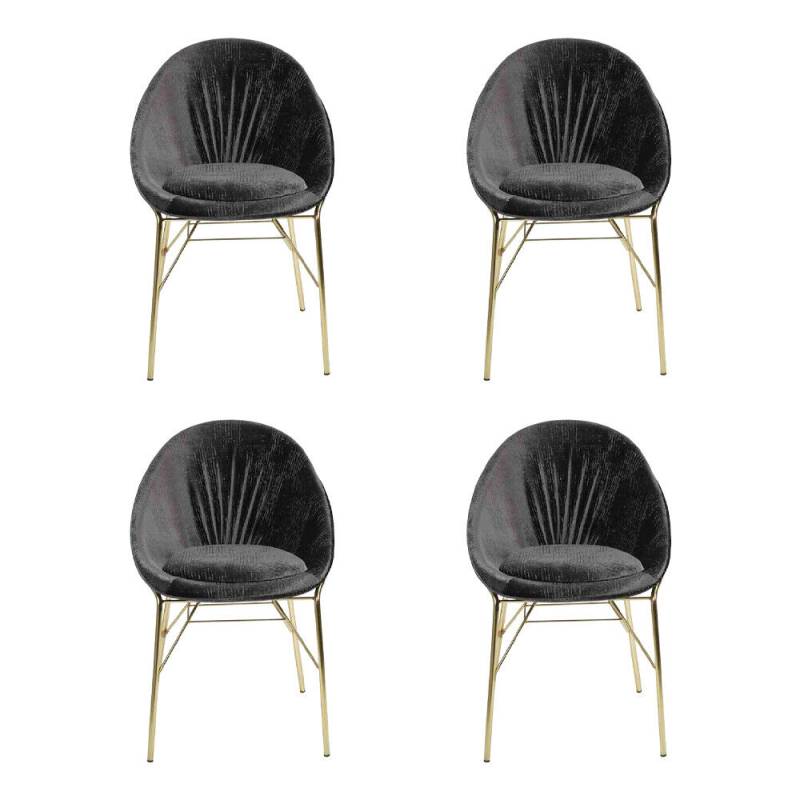 Luxus Design Schwarz 4x Stühle Ohne Armlehne Esszimmer Moderne Möbel von JV Möbel