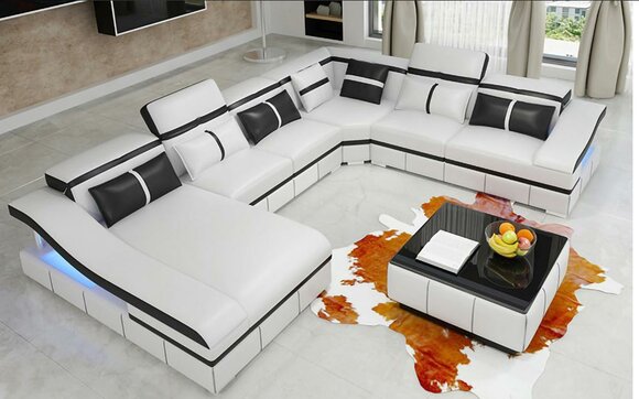Luxus Ecke Ecksofa U-Form Wohnlandschaft Sofa Couch Polster Garnitur Modern Sofas Neu von JV Möbel