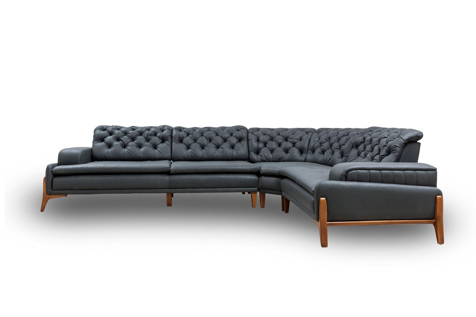 Luxus Ecksofa L-form mit Musiksystem Modern grau Polstermöbel Kunstleder Luxus Ecksofa L-form mit Musiksystem Modern grau Polstermöbel Kunstleder von JV Möbel