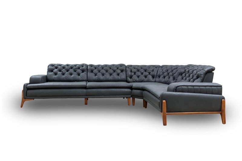 Luxus Ecksofa L-form mit Musiksystem Modern grau Polstermöbel Kunstleder von JV Möbel