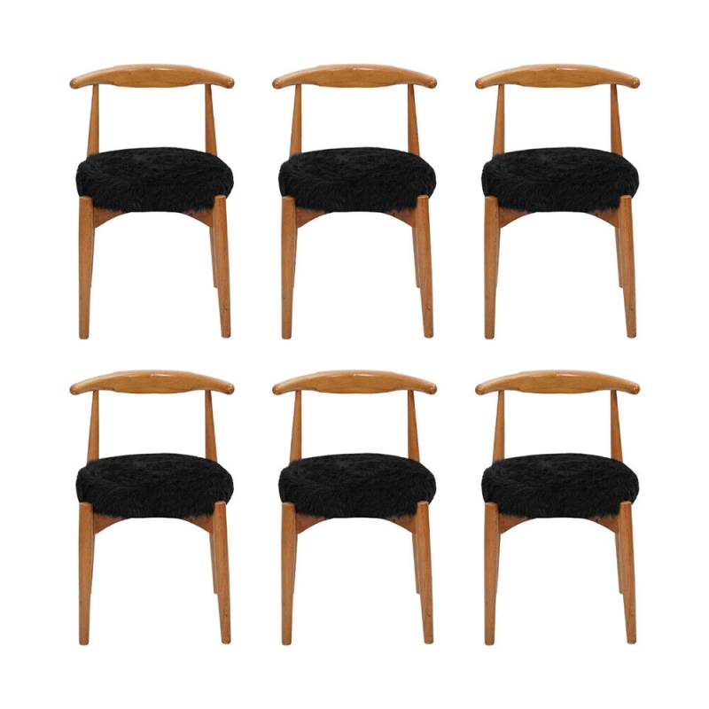 Luxus Esszimmer Holz 6x Stühle Braun Ohne Armlehne Design gepolsterter Stuhl von JV Möbel