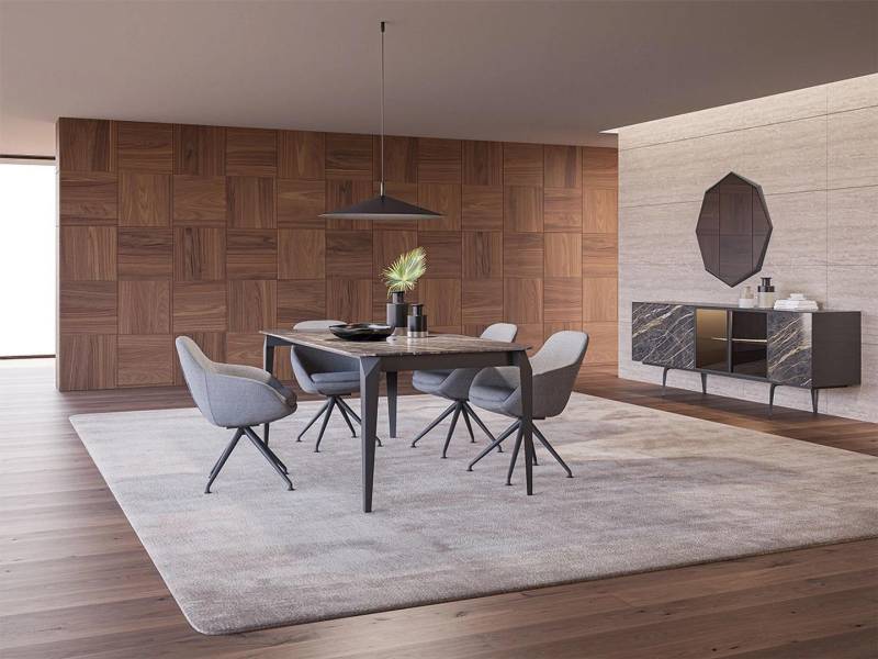 Luxus Esszimmer Komplett Esstisch 4x Stühle Einrichtung Sideboard mit Spiegel von JV Möbel
