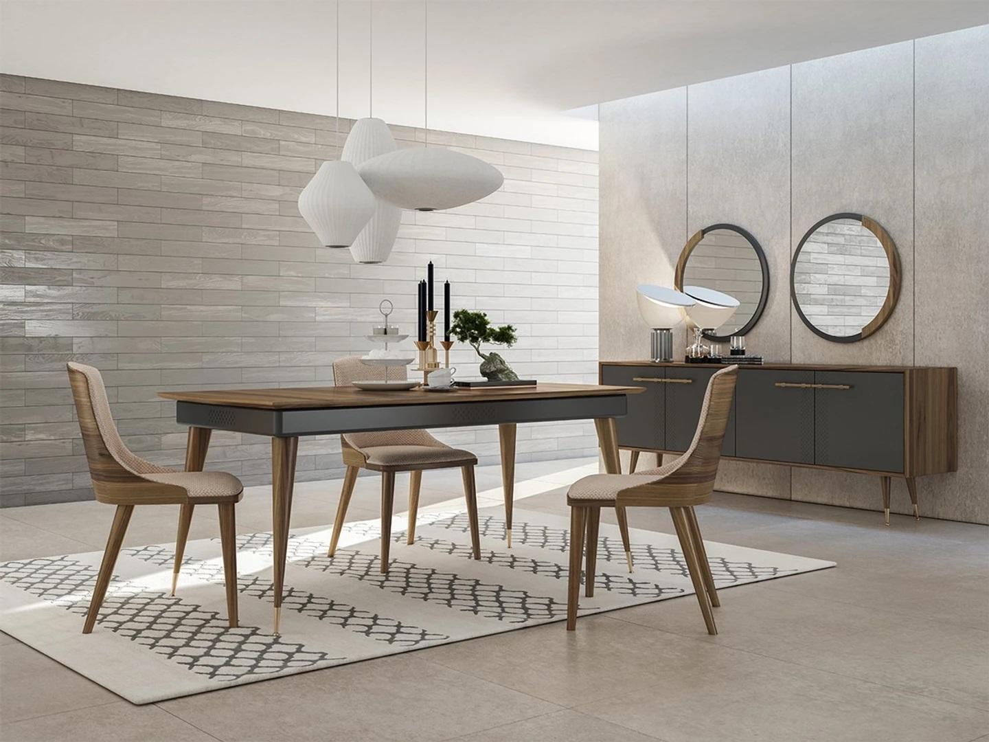 Luxus Esszimmer Set Esstisch 4x Stühle Luxus Anrichte mit 2x Spiegel Neu Set Luxus Esszimmer Set Esstisch 4x Stühle Luxus Anrichte mit 2x Spiegel Neu Set von JV Möbel
