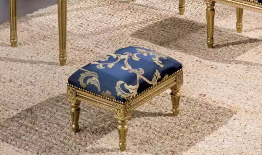 Luxus Hocker Klassischer Designer Sitzhocker Blau Polstehrocker Textil Möbel von JV Möbel