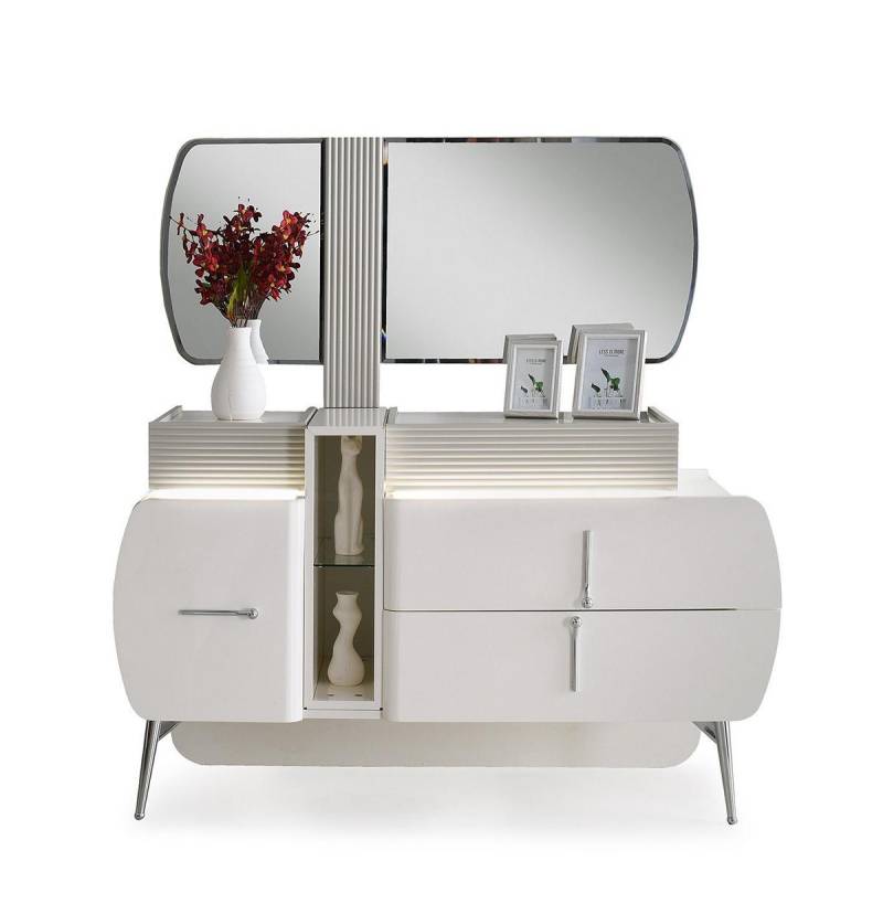 Luxus Kommode Frisiertisch Schrank Spiegel Weiß Holz Modern Set von JV Möbel