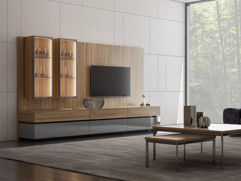 Luxus Komplett Wohnwand Braun Möbel Designer Set Einrichtung TV-Ständer Modern von JV Möbel