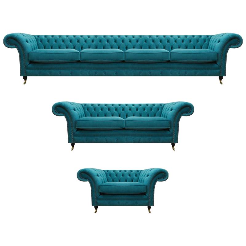 Luxus Möbel Sofagarnitur Blau Sofa Polster 4+2+1 Textilsofa Couch Set Garnitur von JV Möbel